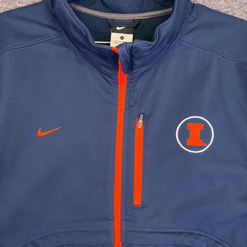 Nike Illinois Fighting Illini Jacket Mens L Navy Blue Softshell Sporty Casual